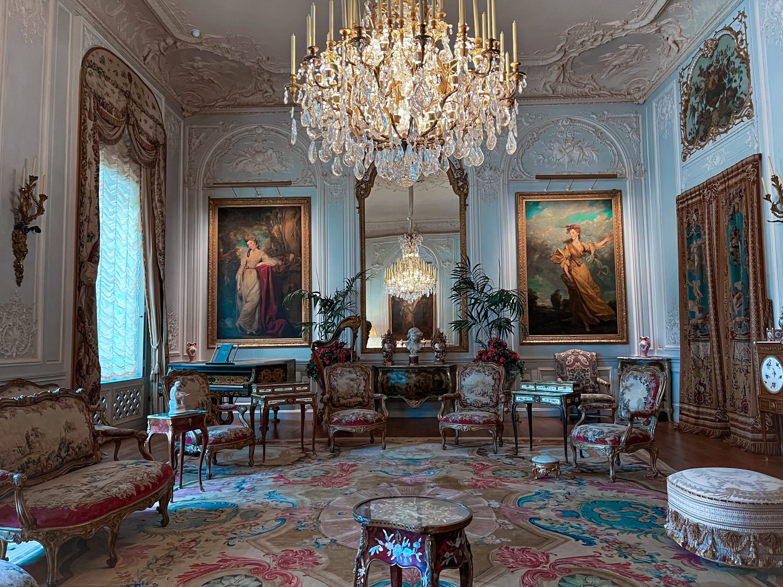 victorian styled reading room with antique furnishing
